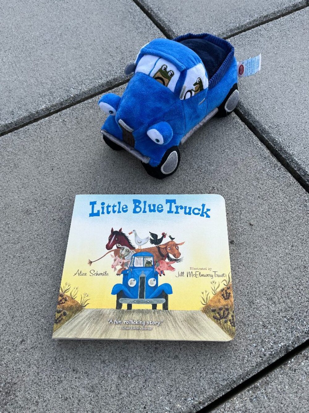 little blue truck book & plushie set